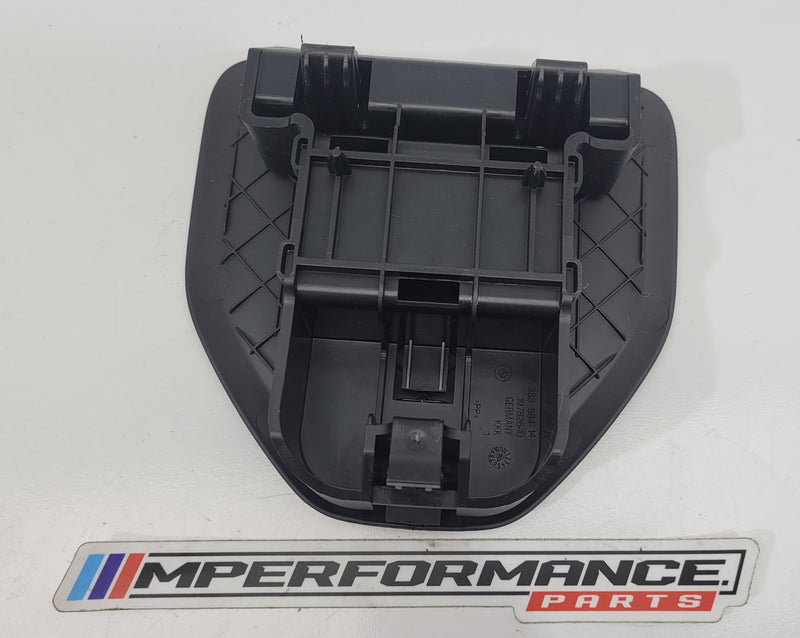 BMW M3 G80 hazard warning triangle bracket in black, designed by MPerformance.parts, securely holding the warning triangle in the trunk.