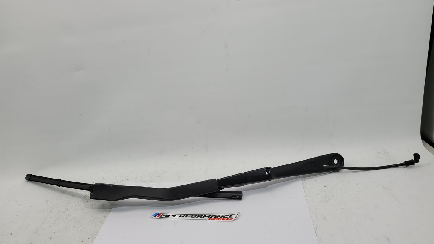 BMW M3 G8x driver side front wiper arm in black metal with mounting hardware, designed for BMW MPerformance.parts vehicle.