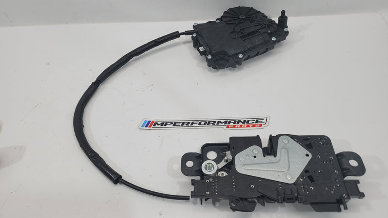 BMW G80 M3 trunk latch actuator part 163672-10 by MPerformance.parts, showing the mechanical component for the vehicle's trunk latch system.