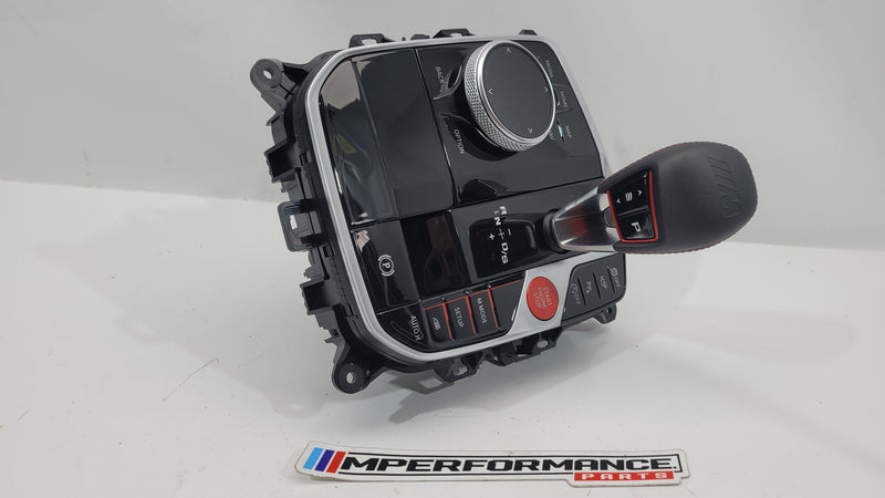 G82 BMW M4 Competition automatic gear selector lever by MPerformance.parts, showing the sleek gear shift design.