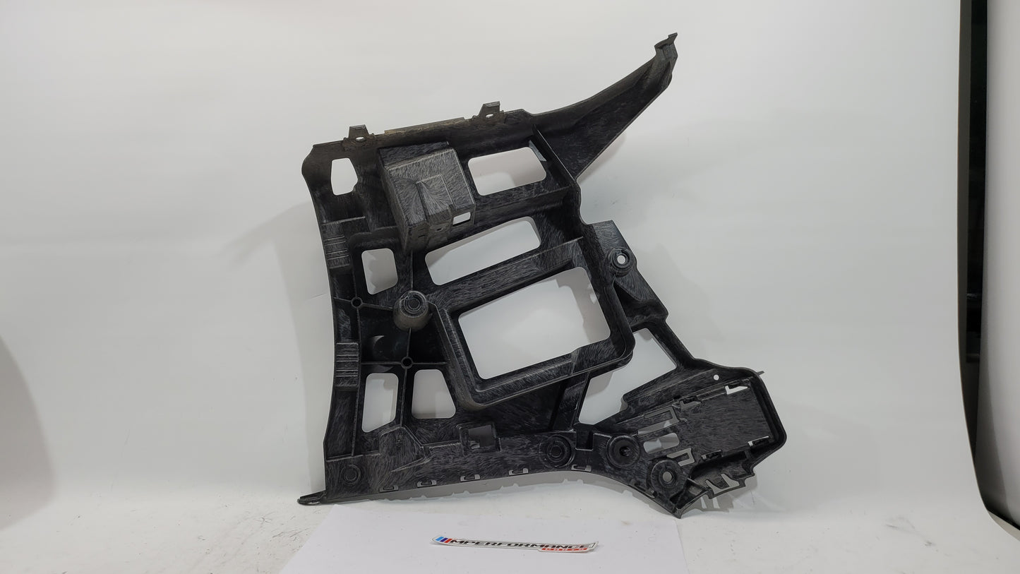 BMW G80 M3 rear left bumper holder bracket by MPerformance.parts, showing the black metal mounting bracket with mounting holes.
