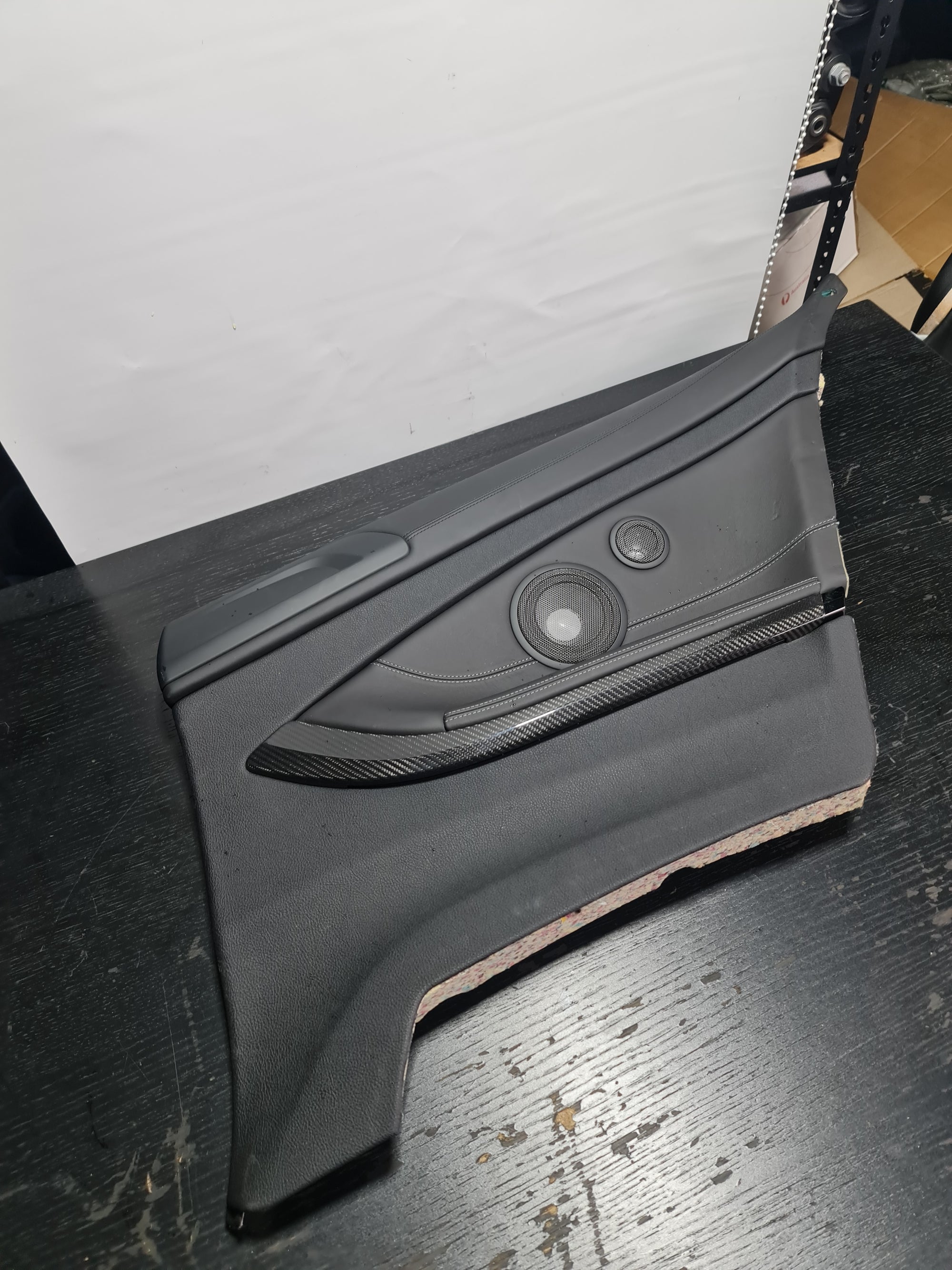 15-18 OEM BMW F82 M4 Driver Rear Door Card Panel Leather White Stitching 15249731 - MPerformance.parts