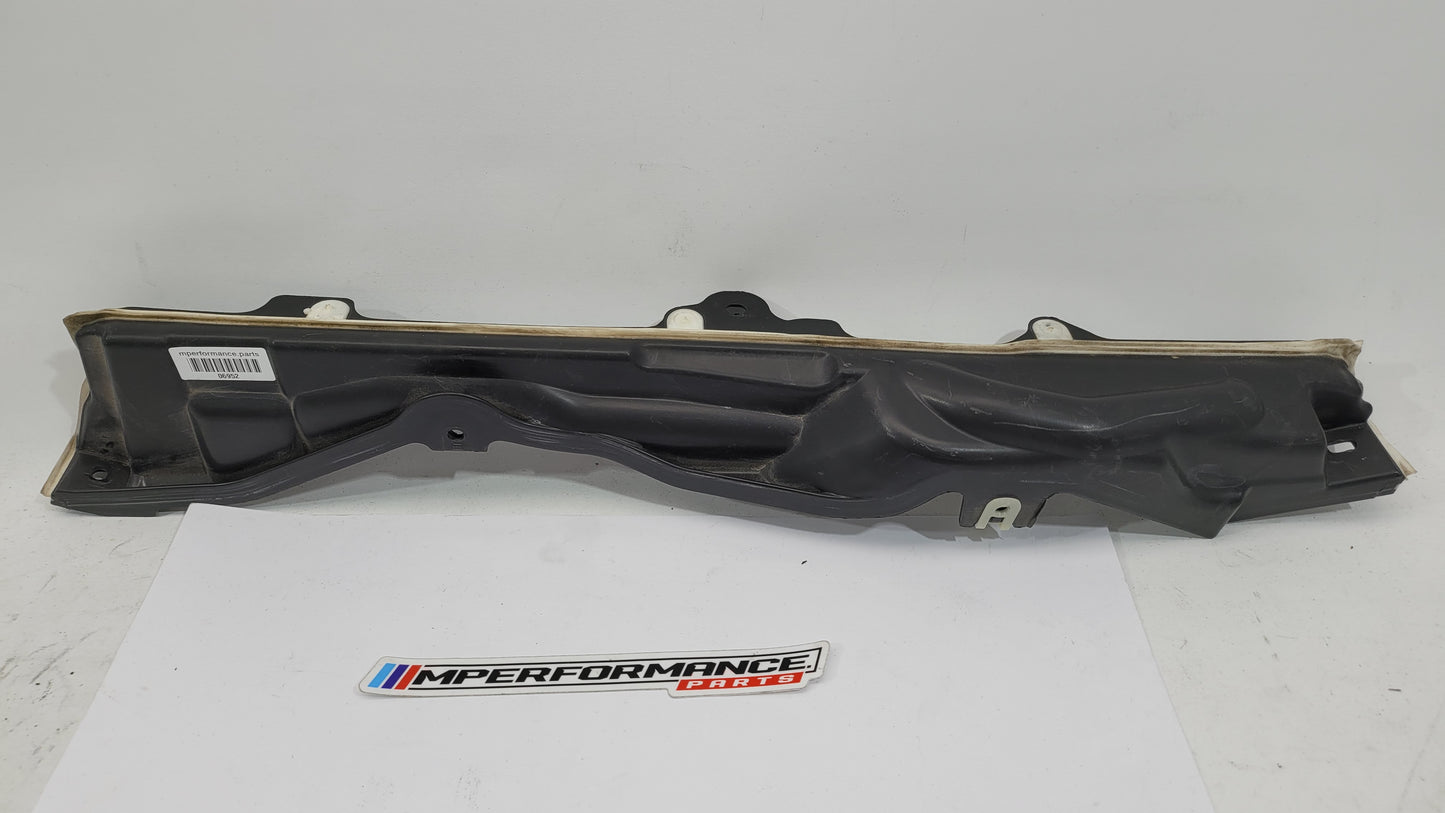 BMW M3 G8x engine compartment panel by MPerformance.parts, showing the black panel with mounting points inside the engine bay.