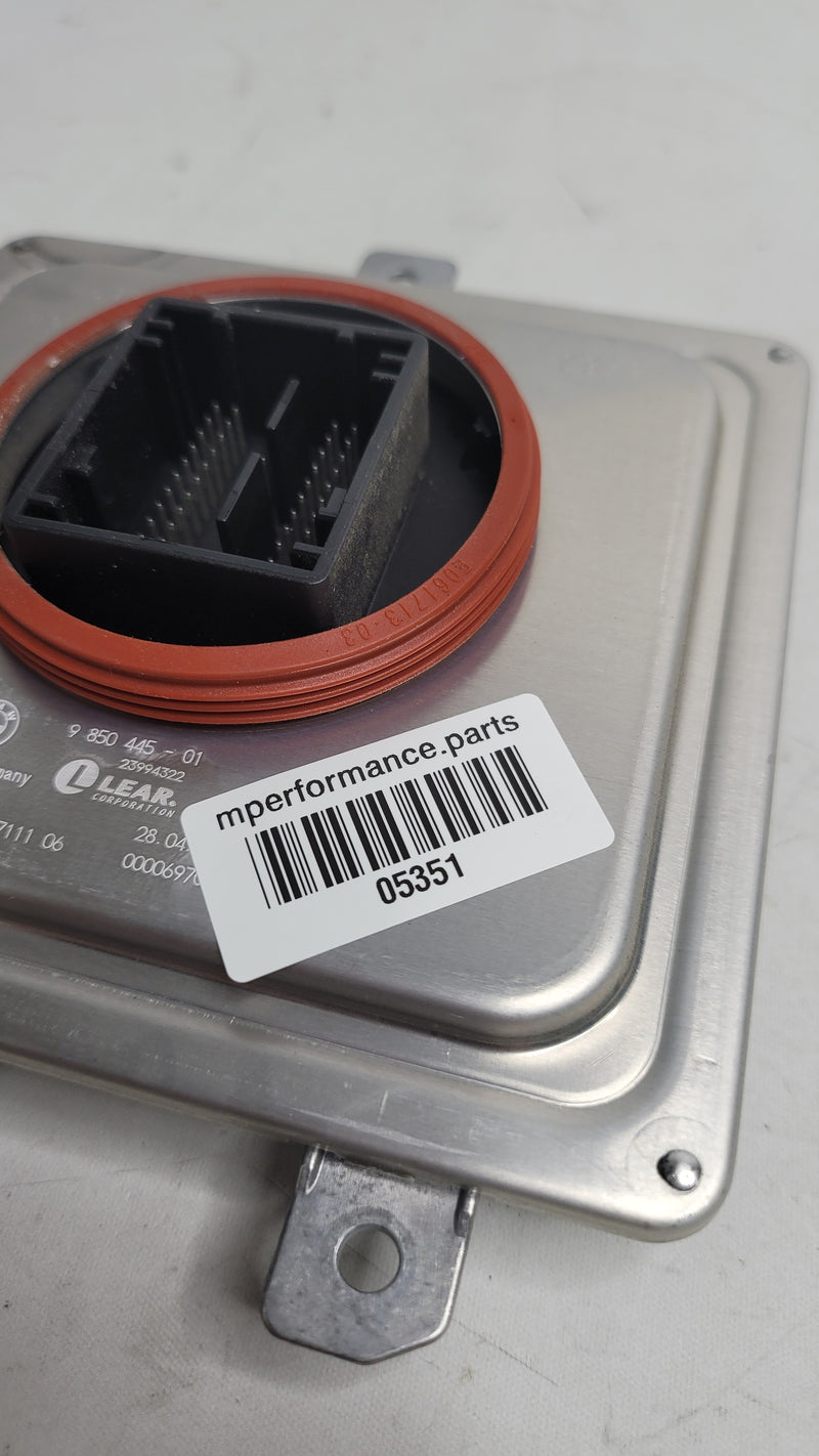 BMW G80 M3 headlight module ballast from OEM 9850445, showing the MPerformance.parts branded ballast component.