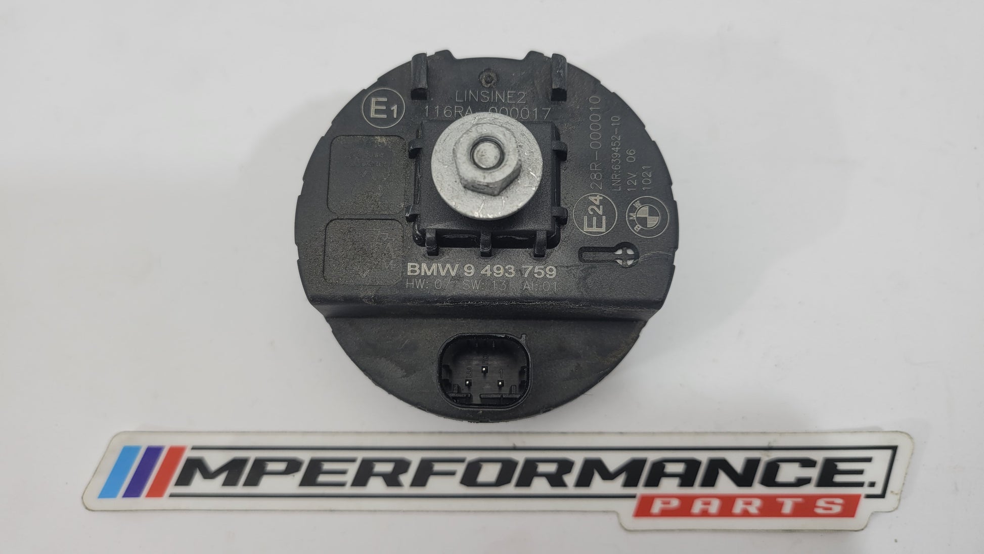 BMW M2 F87 Sensor Alarm Horn Siren Control Module Unit 9493759, compact electronic component for vehicle security system.