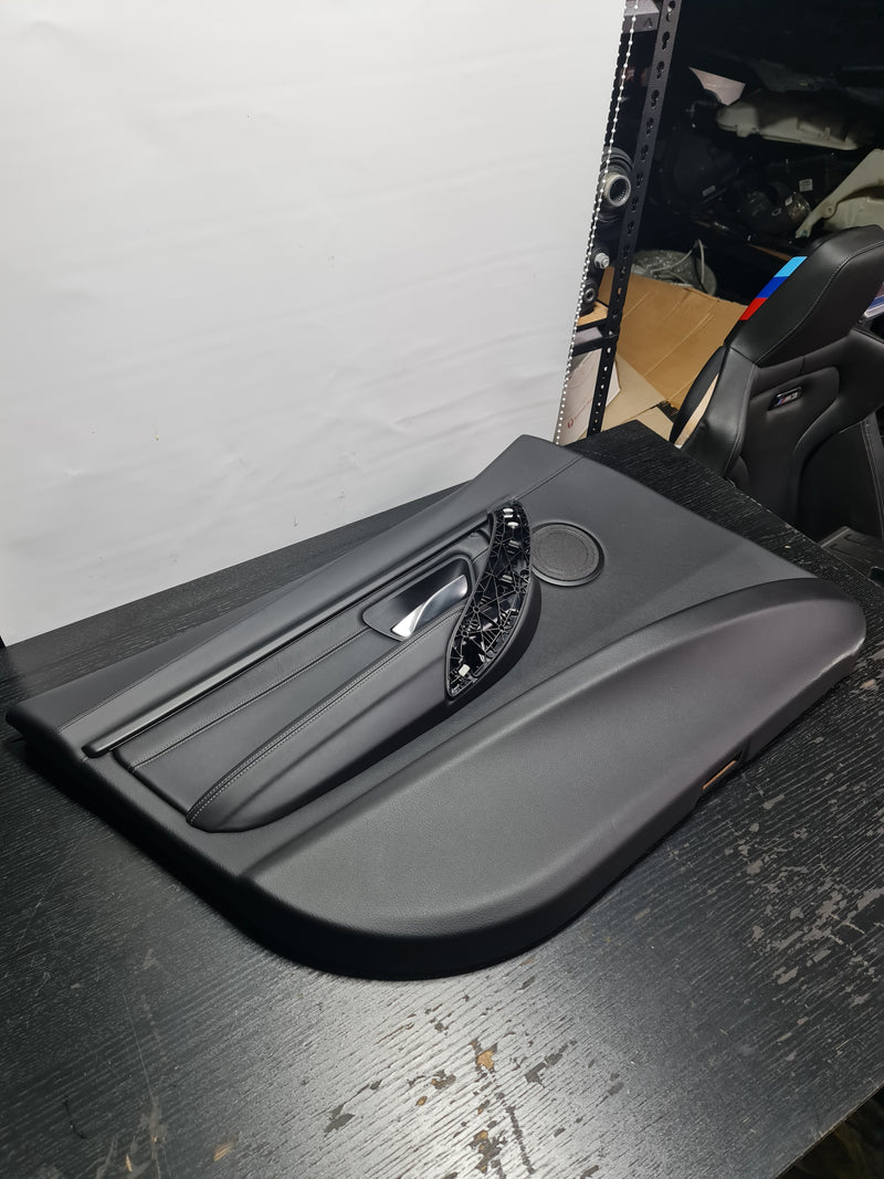 15-18 OEM BMW F80 M3 Passenger Door Card Panel Leather White Stitching 15393771R - MPerformance.parts