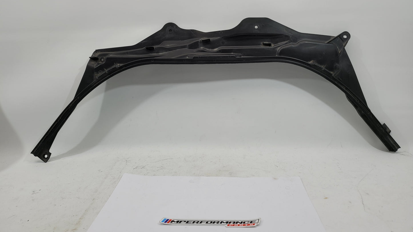 BMW M3 Series G8x upper firewall cover panel by MPerformance.parts, showing the sleek black metal panel with mounting points.