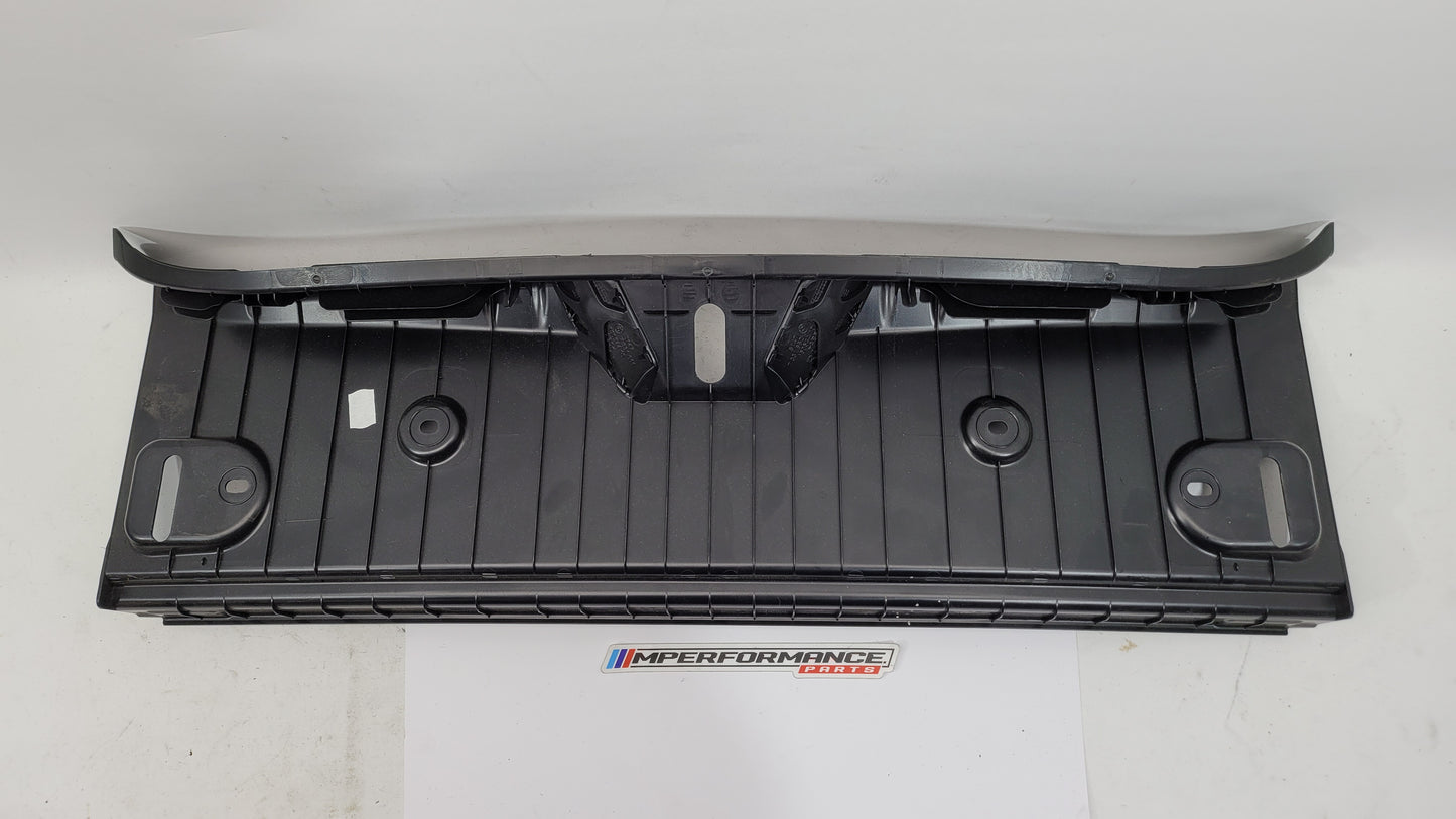 BMW 2 Series F22 F87 coupe trunk lock trim in black with silver accents, part number 7296038, from MPerformance.parts.