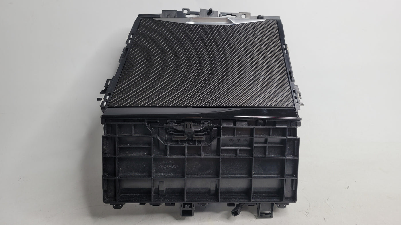 BMW 3 Series G80 G21 and 4 Series G22 G23 M3 front center console storage compartment with WCA/NFC features, black finish.