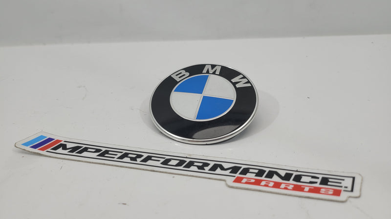 BMW E46 E90 F22 F30 F31 F32 F33 F36 F80 emblem plaque boot badge by MPerformance.parts, featuring the model-specific logo design.