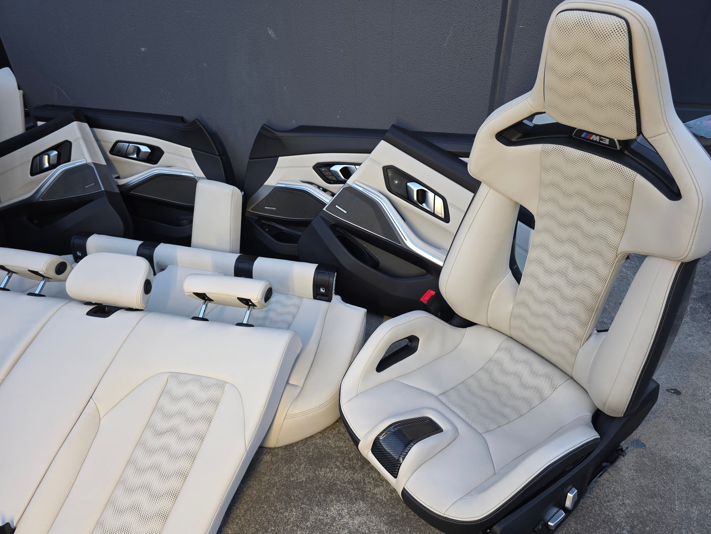 BMW G80 M3 Ivory White Full Interior With Carbon Buckets RARE - MPerformance.parts