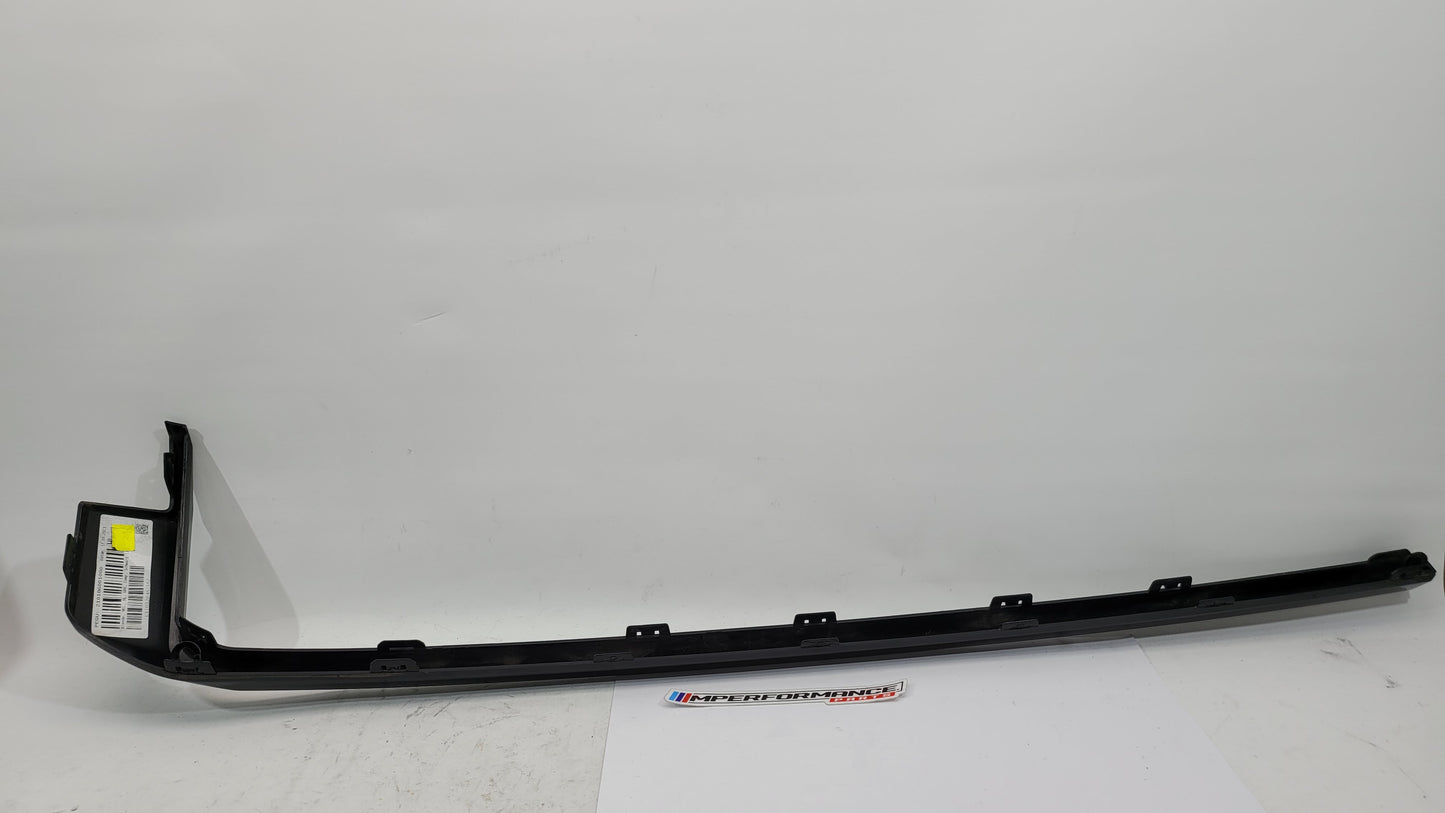 BMW M3 M4 G80 G82 rear bumper left diffuser molding trim, black plastic part for aerodynamic enhancement.