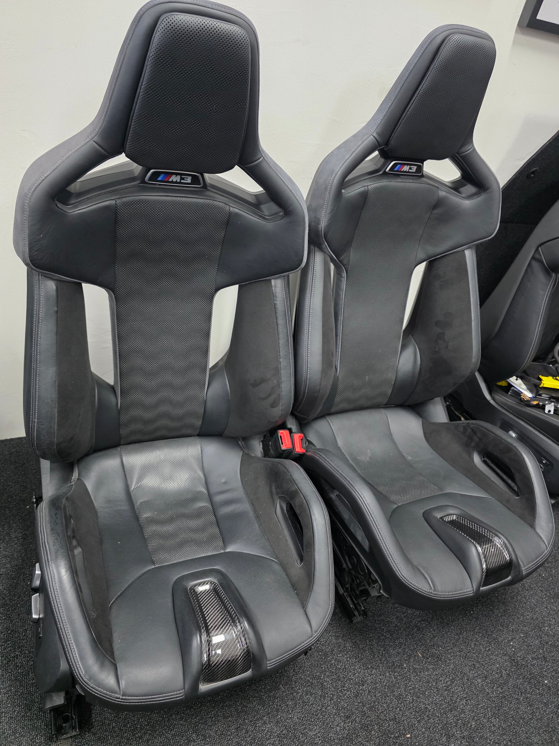 BMW G80 M3 Black Leather Carbon Bucket Seats - MPerformance.parts