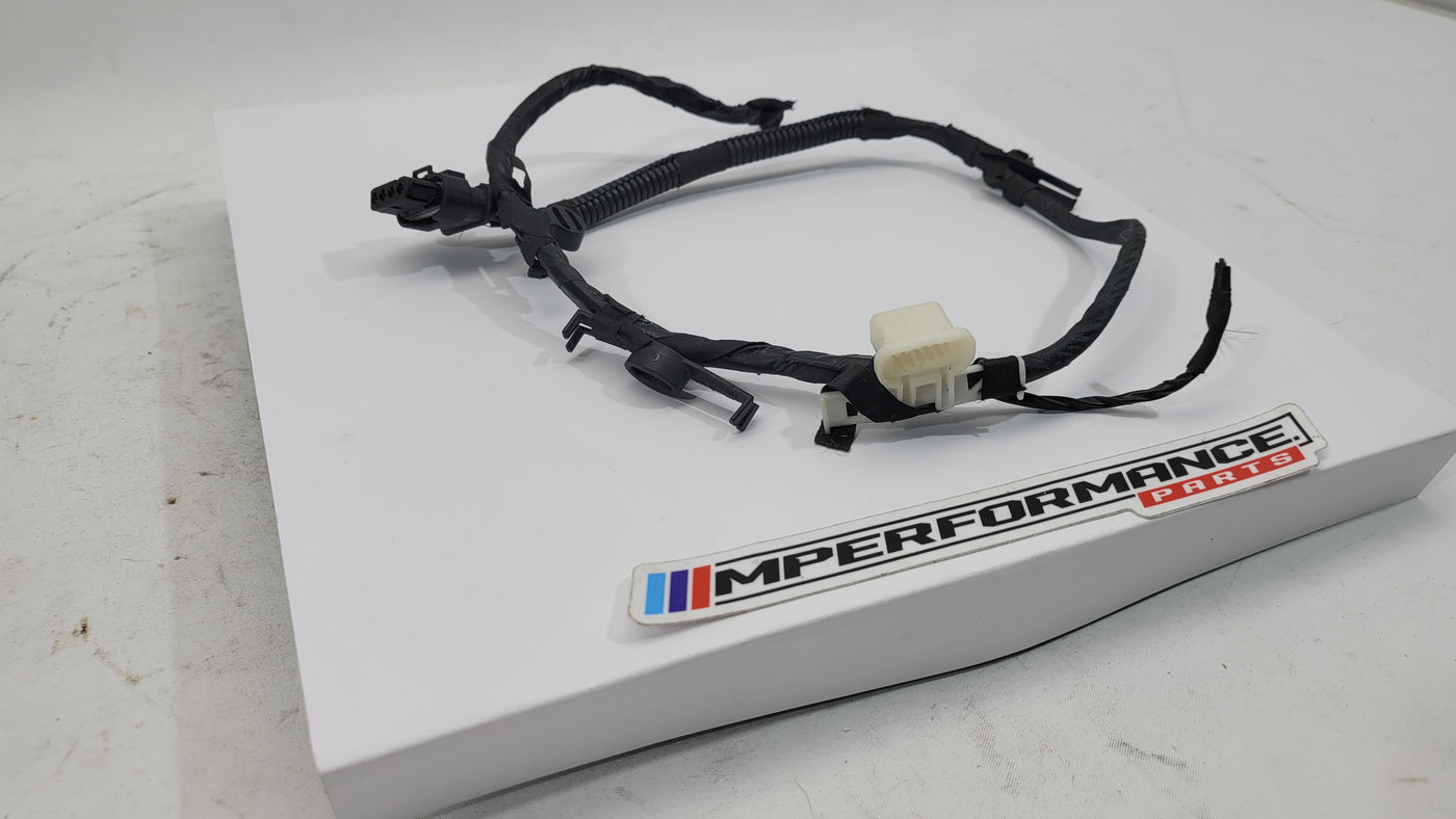 F80 M3 windshield wiper motor connector pigtail by MPerformance.parts, showing detailed electrical connector with wiring.