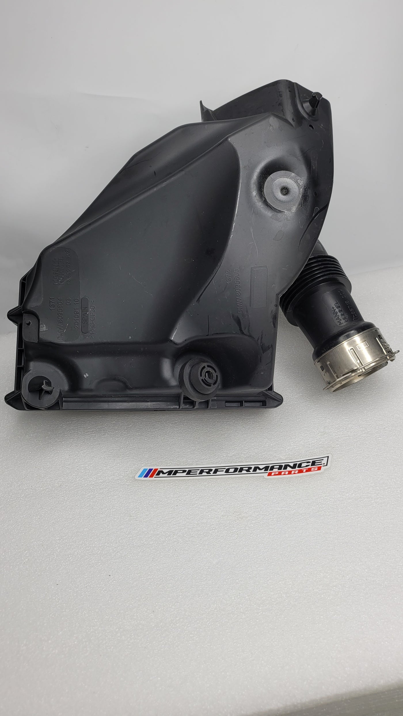 BMW M3 M4 G80 G82 G83 right driver side air box filter for MPerformance.parts, showing the clean, new air filter in detailed view.