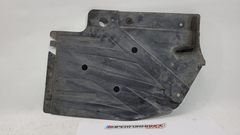 BMW M3 M4 series rear left underbody panel by MPerformance.parts, showing the black undercarriage component for F80, F82, and F83 models.