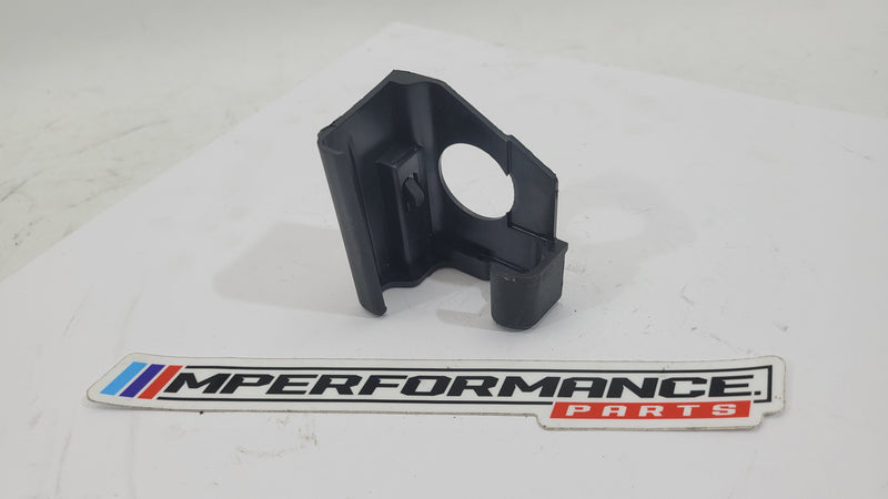 BMW G80 M3 seat rail cover by MPerformance.parts, showing close-up view of the black plastic protective cover on the seat rail.