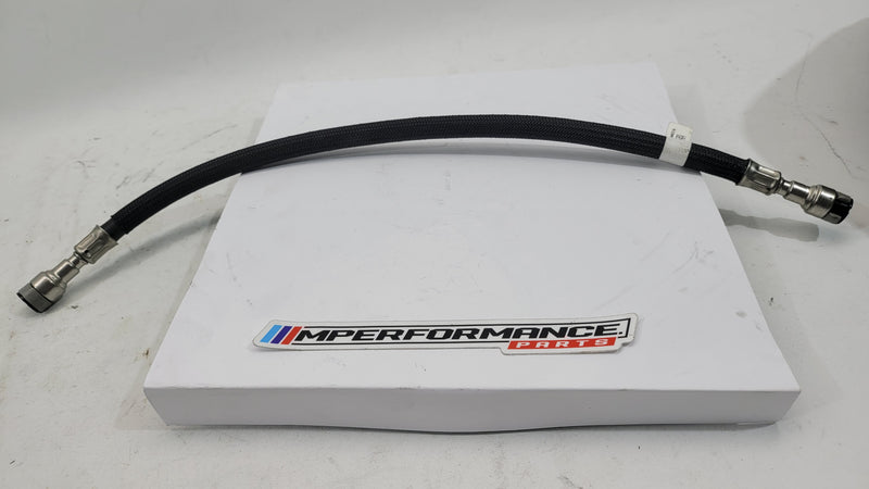 BMW M3 M4 G80 G82 G83 fuel line hose from MPerformance.parts, showing the black rubber hose with metal fittings and connectors.