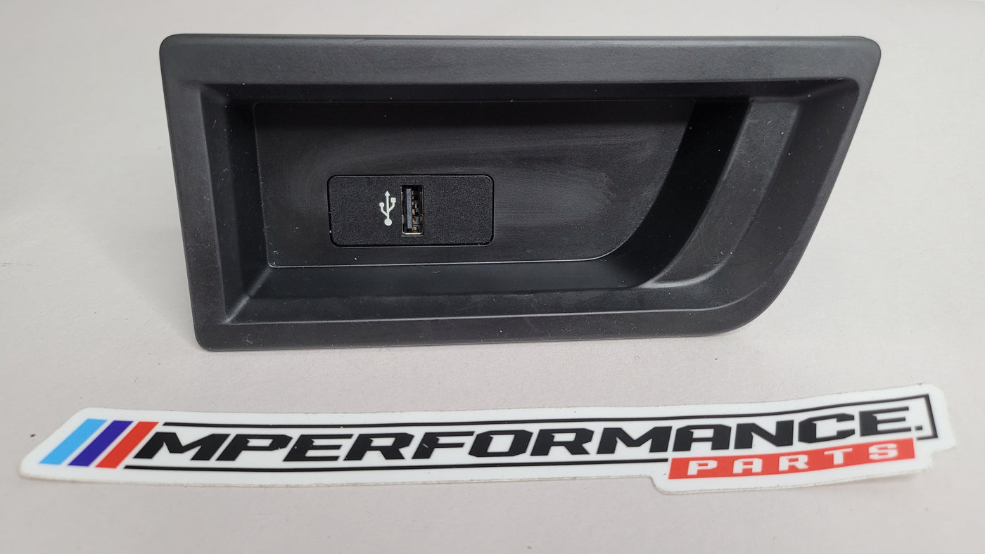 BMW 3 4 Series F30 F31 F34 F32 F33 F36 MPerformance.parts center console USB port installed in vehicle.
