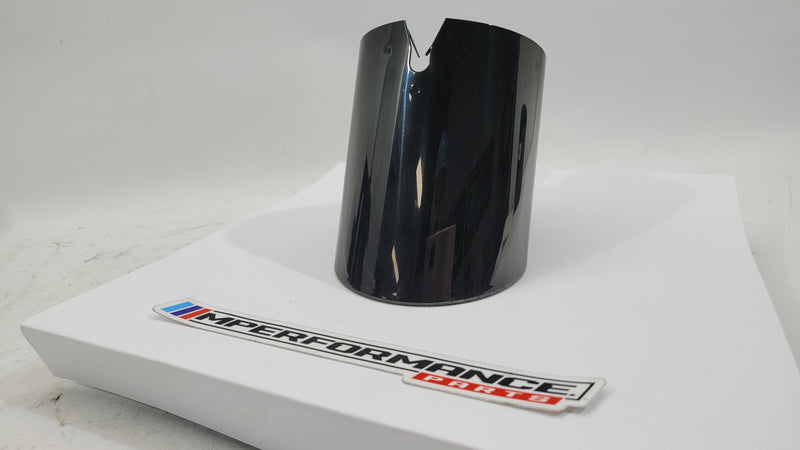 BMW G87 G80 G81 G82 G83 G90 G99 exhaust muffler tailpipe in black chrome by MPerformance.parts, showing the sleek, polished finish.