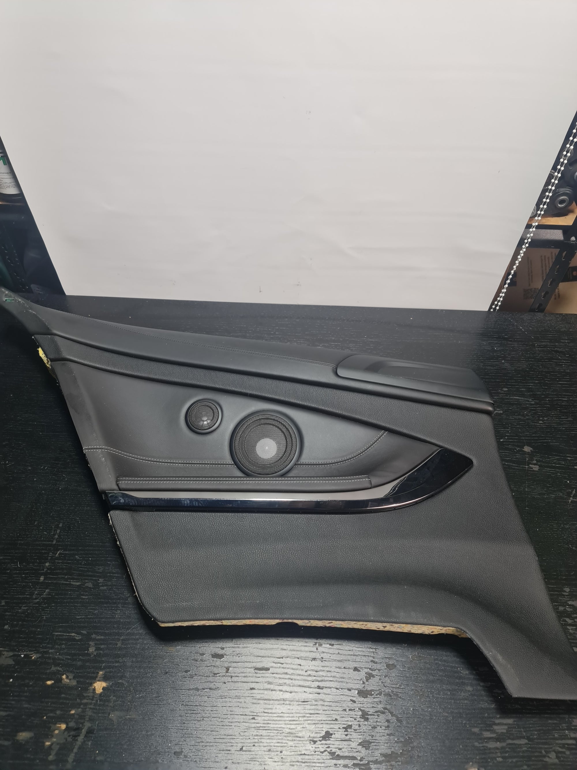 15-18 OEM BMW F82 M4 Rear Passenger Door Card Panel Leather White Stitching - MPerformance.parts