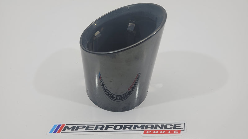 BMW G87 G80 G81 G82 G83 G90 G99 exhaust muffler tailpipe in black chrome, part from MPerformance.parts, shown in the image.