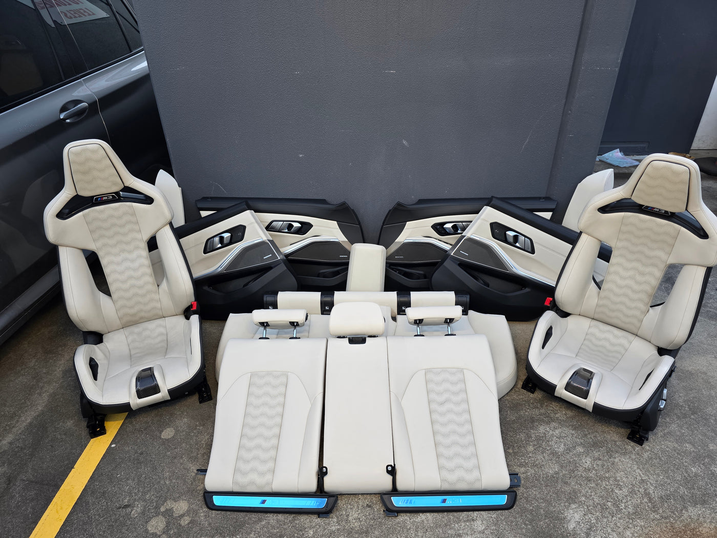 BMW G80 M3 Ivory White Full Interior With Carbon Buckets RARE - MPerformance.parts