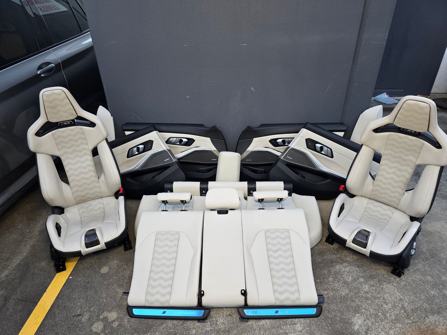 BMW G80 M3 Ivory White Full Interior With Carbon Buckets RARE - MPerformance.parts