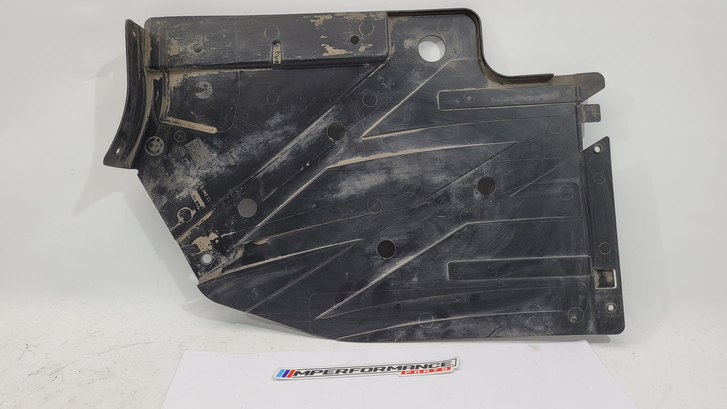 BMW M3 M4 series rear left underbody panel, part 8062221, for F80, F82, and F83 models, by MPerformance.parts.