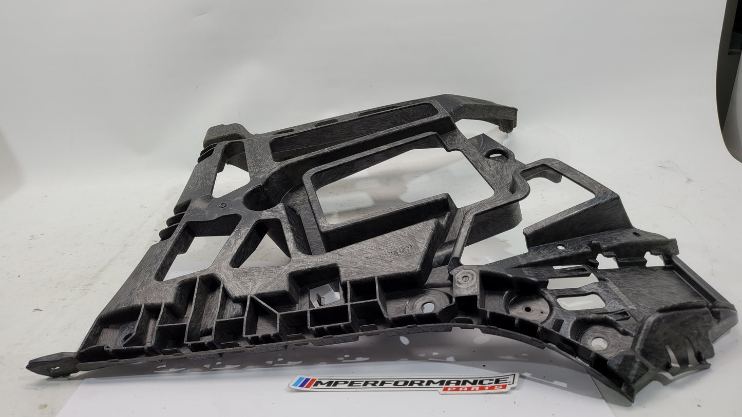 BMW M3 xDrive G80 rear bumper support bracket by MPerformance.parts, showing the metal bracket with mounting points and structural design.