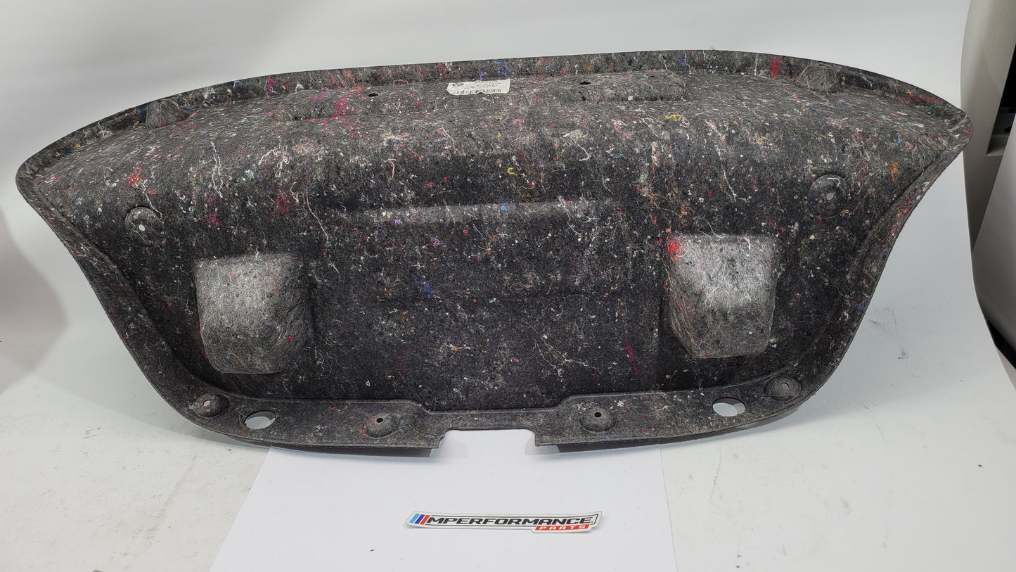 BMW 2 Series Coupe F22/F87 M2 tailgate boot lid inner cover, part number 7393386, shown in black with interior mounting details.