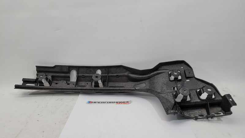 BMW M3 G80 rear bumper right bracket, part number 8074698, in black with mounting points visible for vehicle repair or replacement.