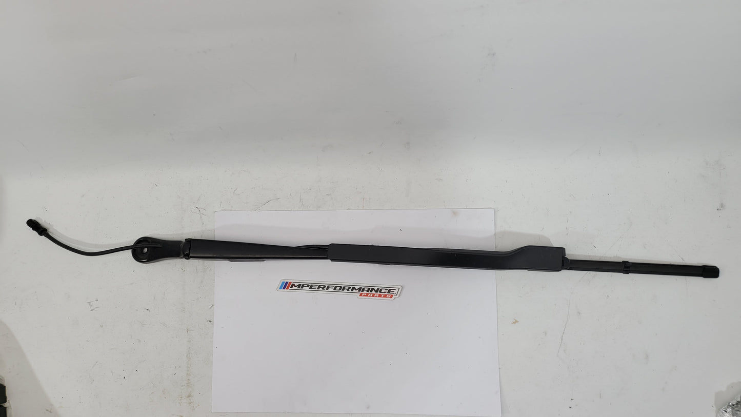 BMW M3 G8x passenger side front wiper arm by MPerformance.parts, showing the metal wiper arm with mounting details.