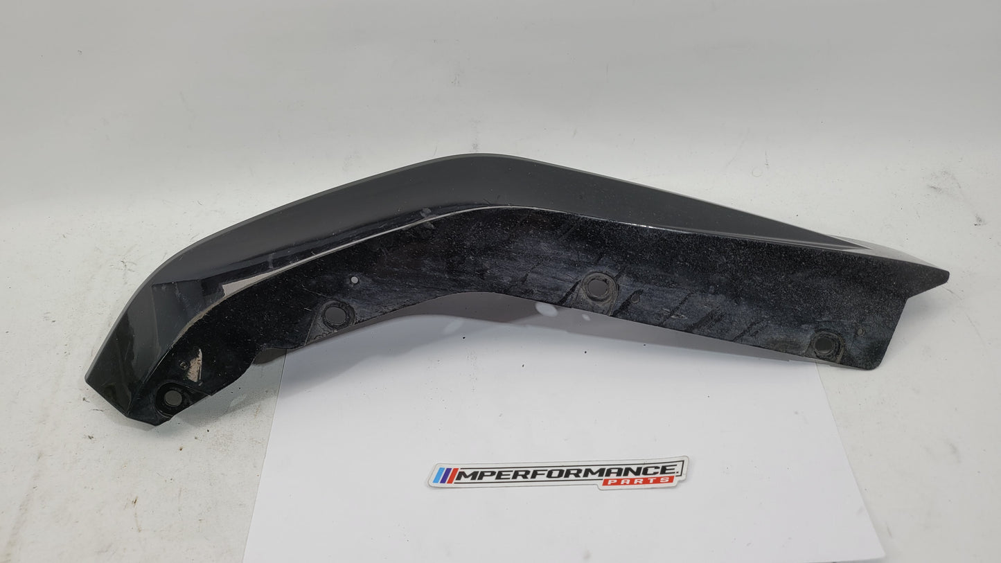 BMW G80 M3 bumper corner spat splitter rear driver right side, MPerformance.parts, shows the black plastic exterior part.