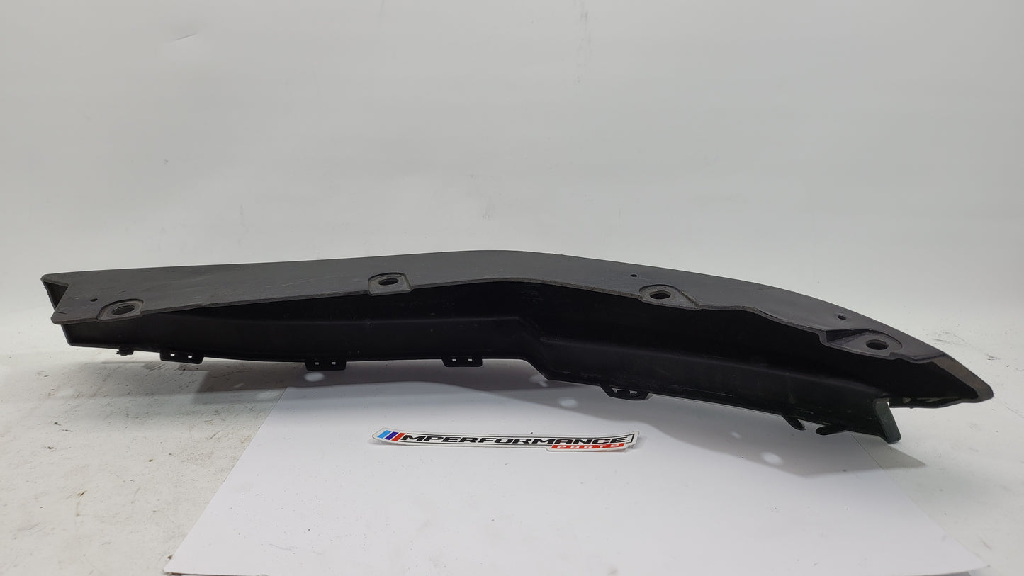 BMW G80 M3 rear bumper left corner spat splitter in black, designed for the 2021-2024 model with MPerformance.parts branding.