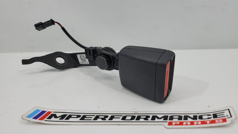 BMW M3 G81 seat belt buckle catch for rear left passenger side, MPerformance.parts replacement part with secure latch mechanism.