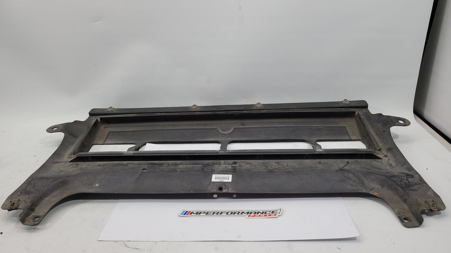 BMW M3 F80 front centre bumper belly pan by MPerformance.parts, showing the black plastic underside part for aerodynamic support.