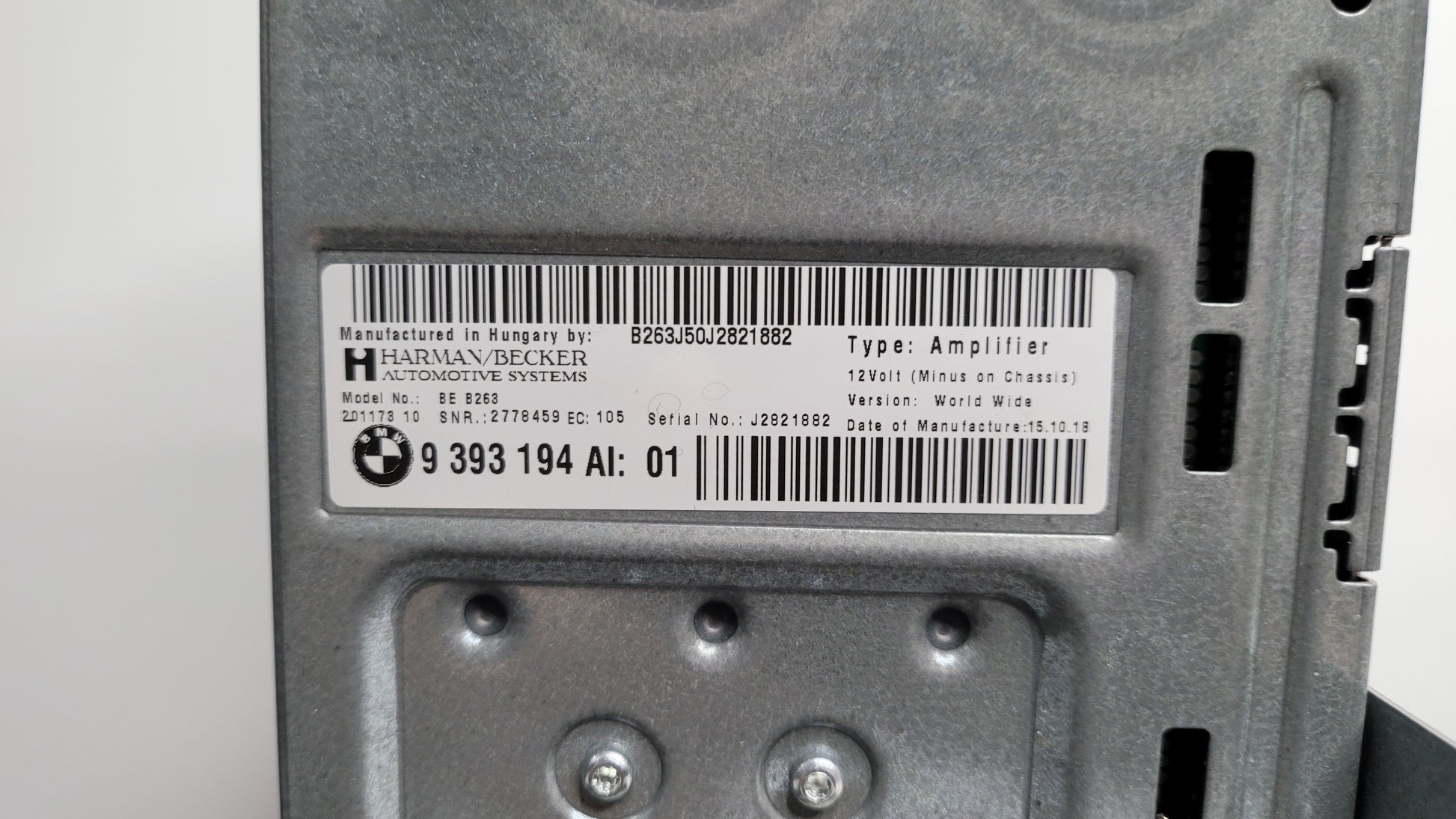 BMW M3 F80 Top-Hifi Harman Becker Amplifier AMP 9393194 - MPerformance.parts