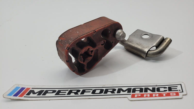 BMW M3 Competition G80 exhaust muffler insulator bracket from MPerformance.parts, showing the metal bracket with mounting points.