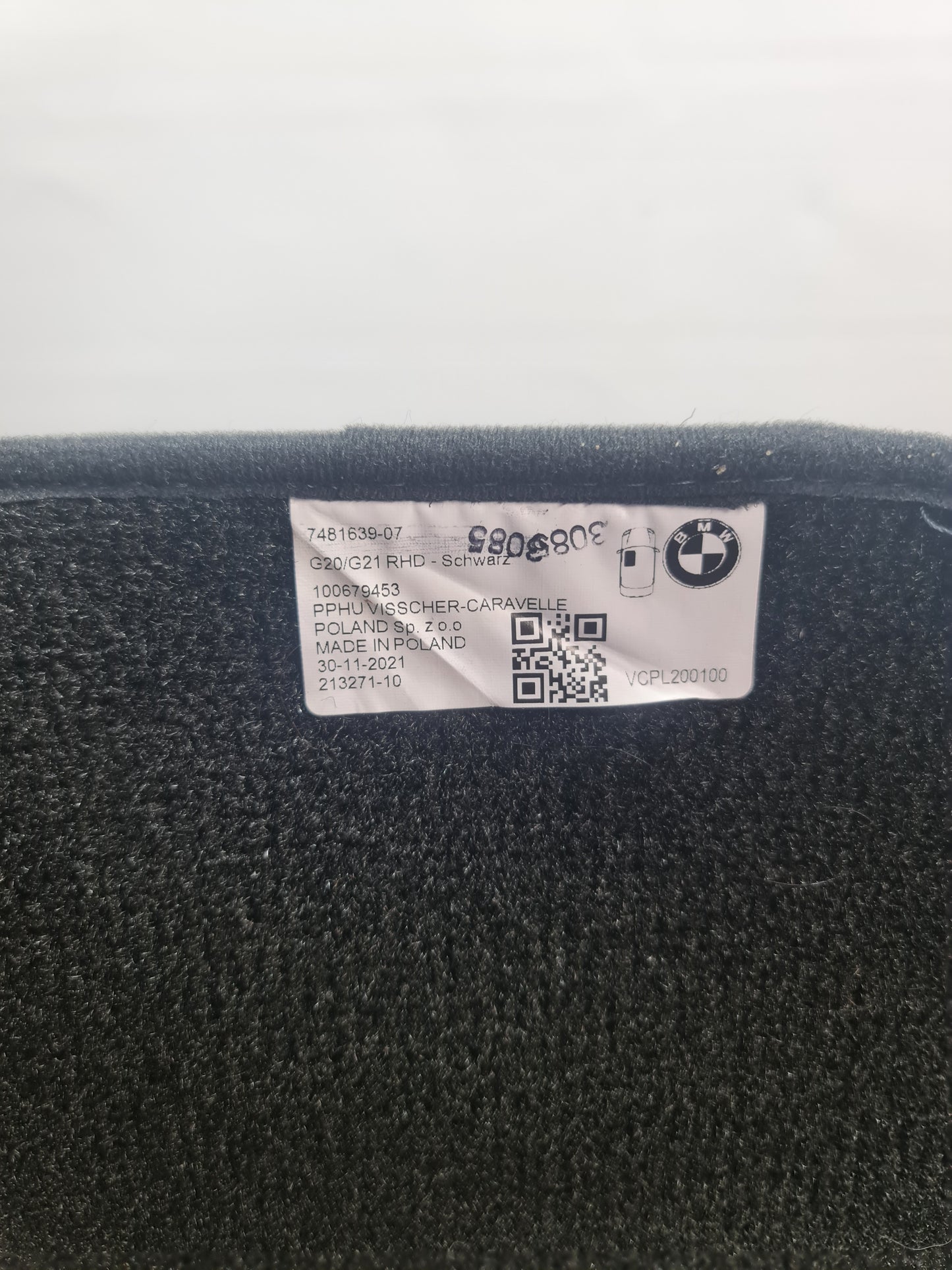 Genuine BMW M3 G80 Velour Carpet Floor Mats Charcoal 7481639-07