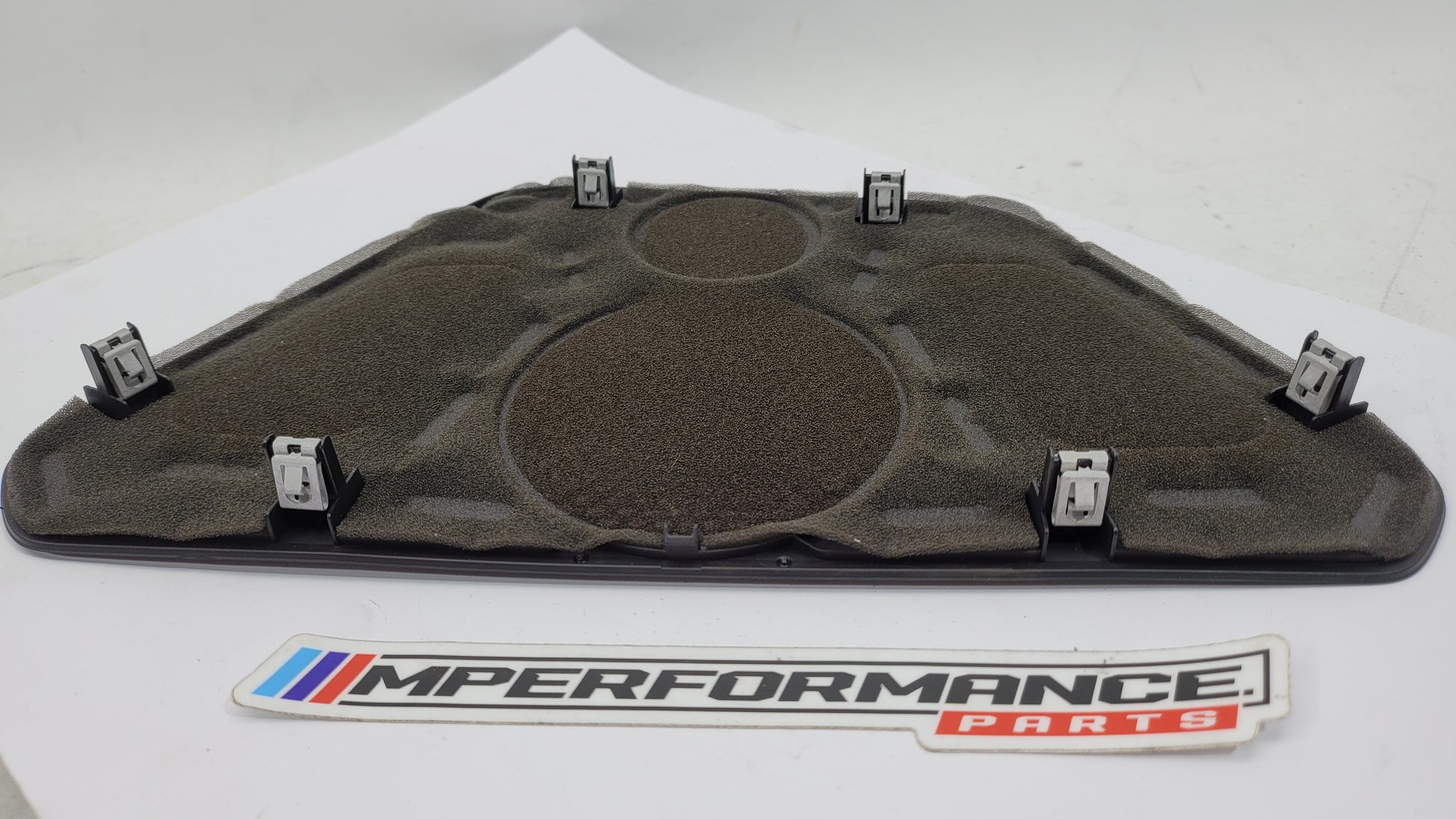 BMW M3 G80 dashboard center speaker cover, RHD model, part number 6832366, in black with textured finish.