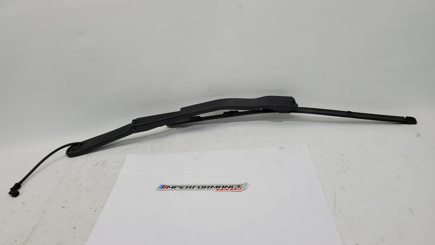 BMW M3 G8x driver side front wiper arm by MPerformance.parts, metal component with mounting mechanism for windshield wiper.