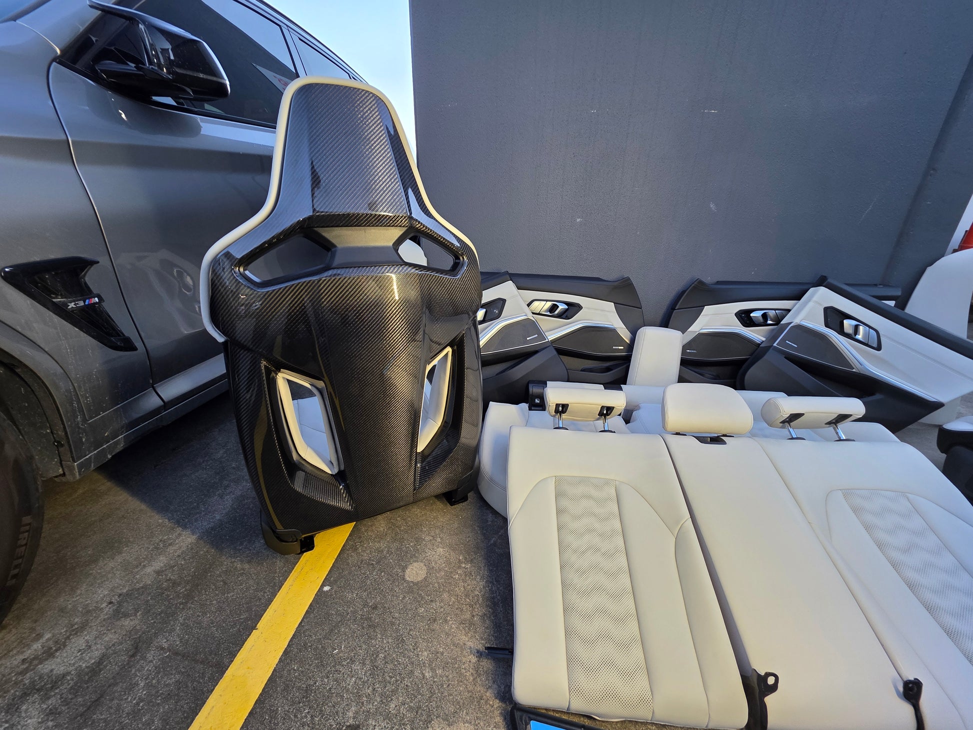 BMW G80 M3 Ivory White Full Interior With Carbon Buckets RARE - MPerformance.parts