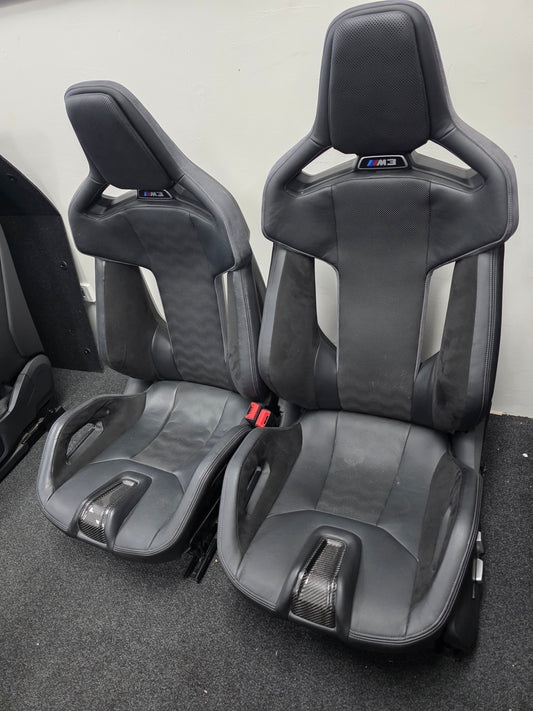 BMW G80 M3 Black Leather Carbon Bucket Seats - MPerformance.parts