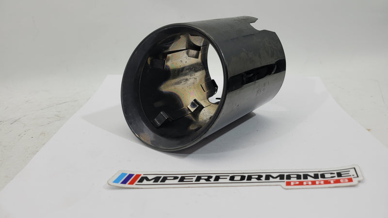 BMW G87 G80 G81 G82 G83 G90 G99 exhaust muffler tailpipe in black chrome, showcasing sleek design and polished finish.