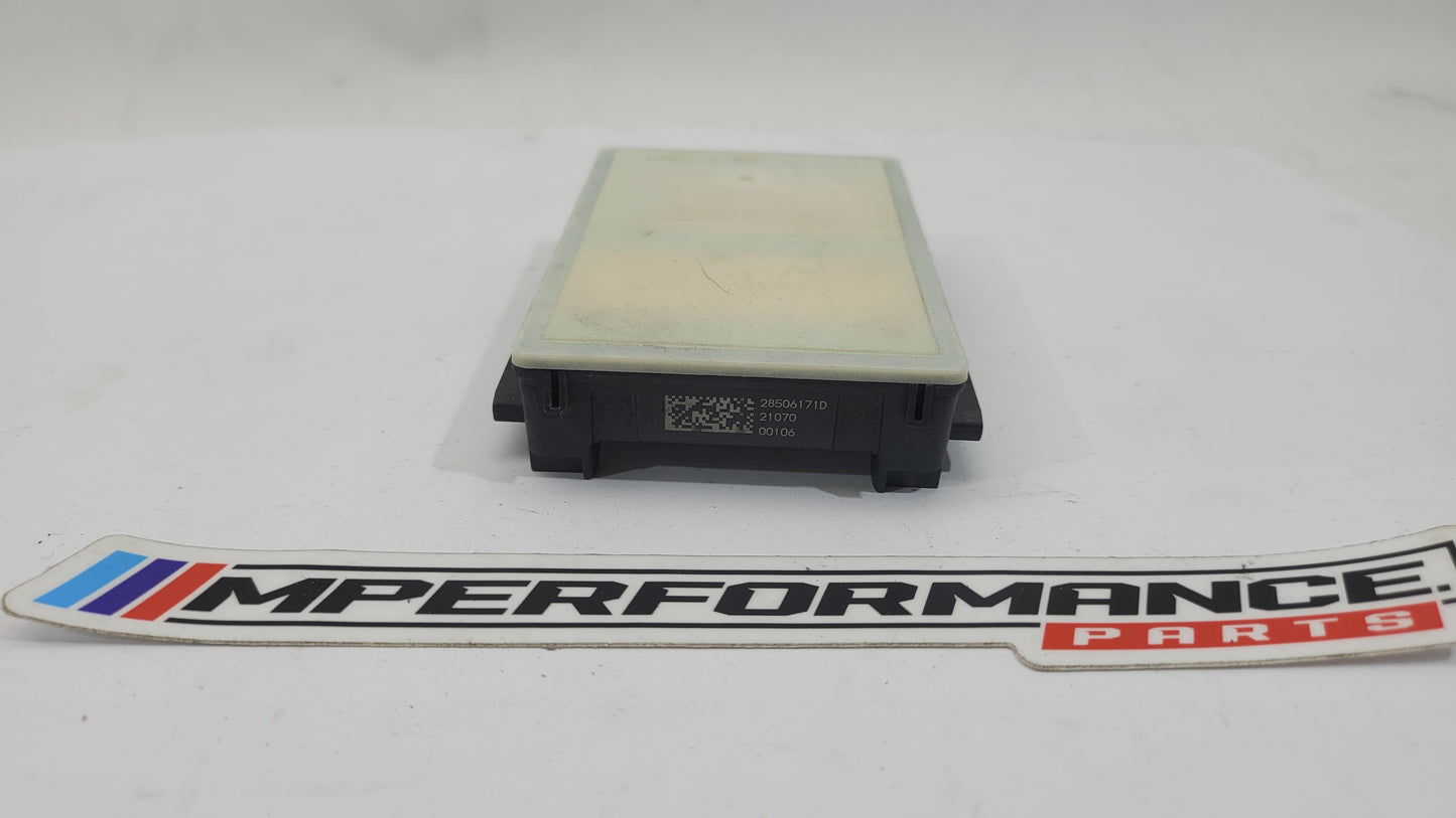 BMW G05 X5 X4 X3 G30 G20 G80 M3 front spot radar sensor, MPerformance.parts replacement part showing sensor with wiring connections.