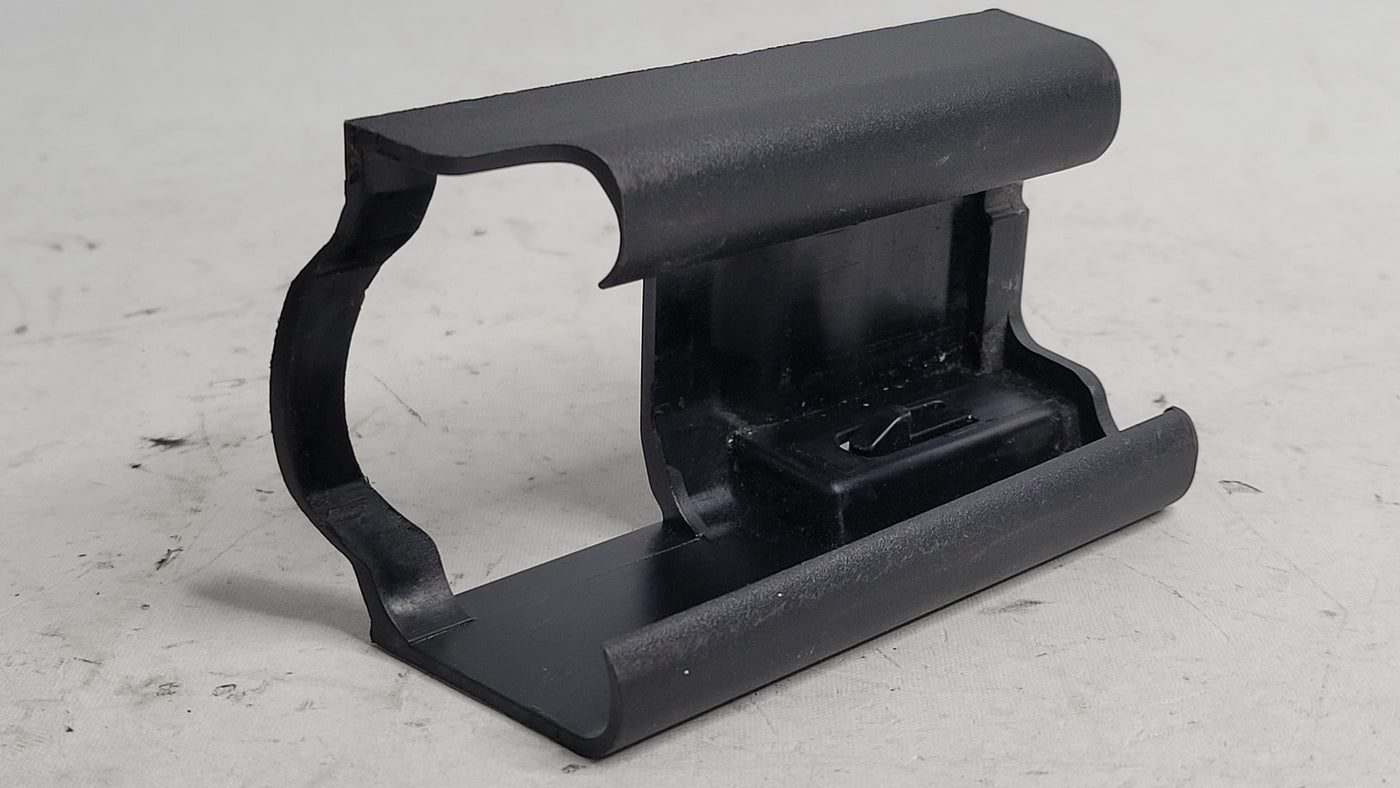BMW 3 G80 M3 seat rail trim cover protective cap by MPerformance.parts, showing a close-up of the black plastic cap on the seat rail.