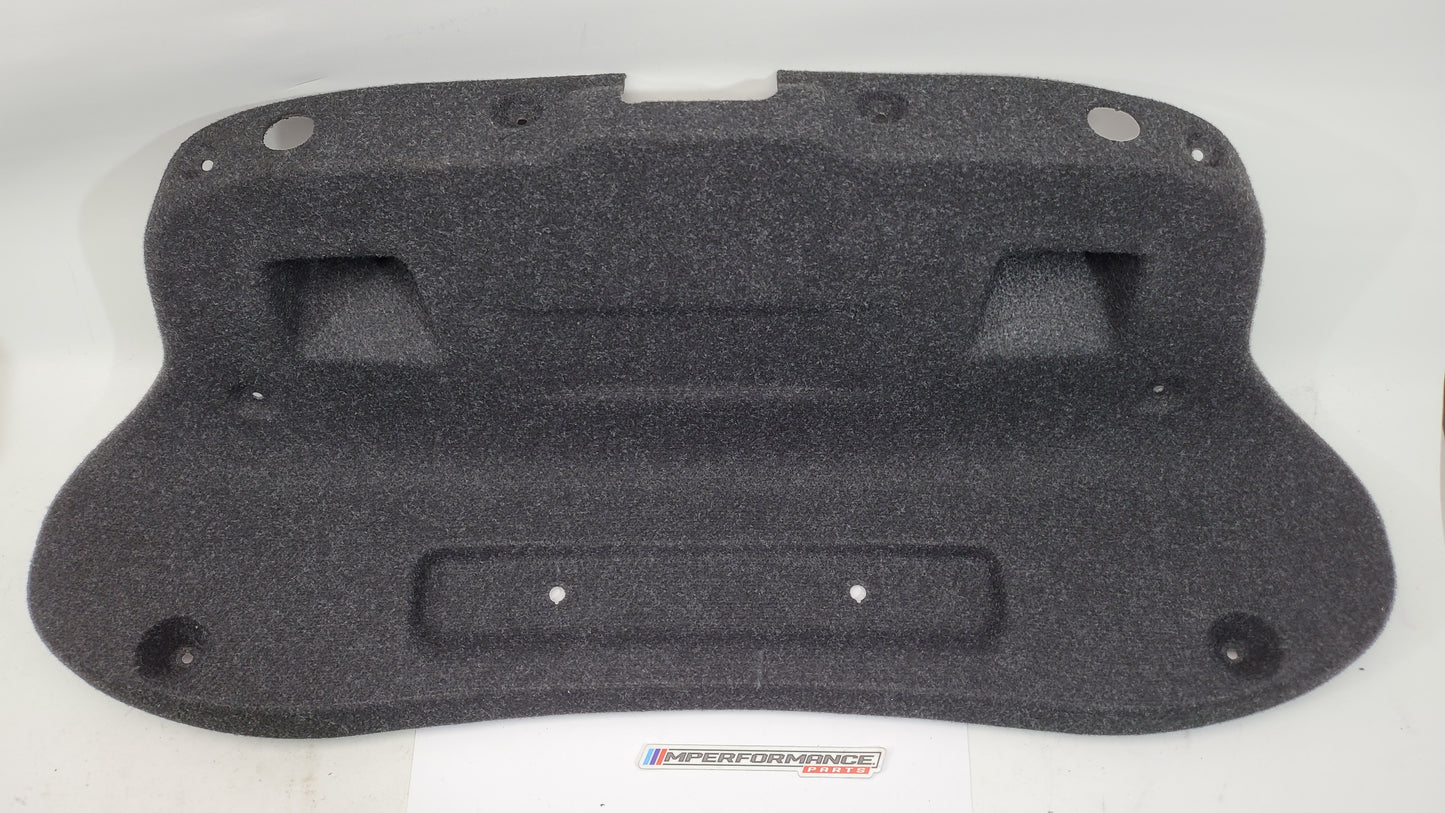 BMW 2 Series Coupe F22/F87 M2 tailgate boot lid inner cover, black plastic panel with mounting points, part number 7393386
