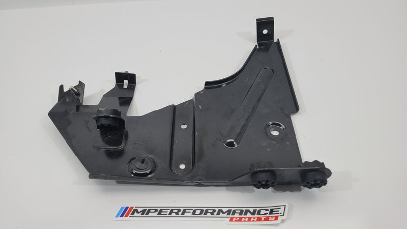 BMW M2 G87 air conditioning condenser bracket mount support in black, with mounting hardware and branding details.