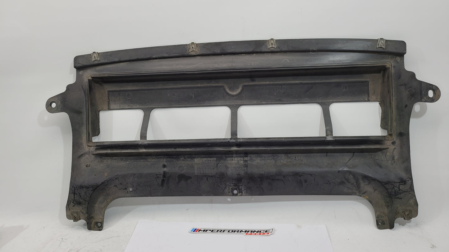 BMW M3 F80 front centre bumper belly pan from MPerformance.parts, showing the black plastic undercarriage component.